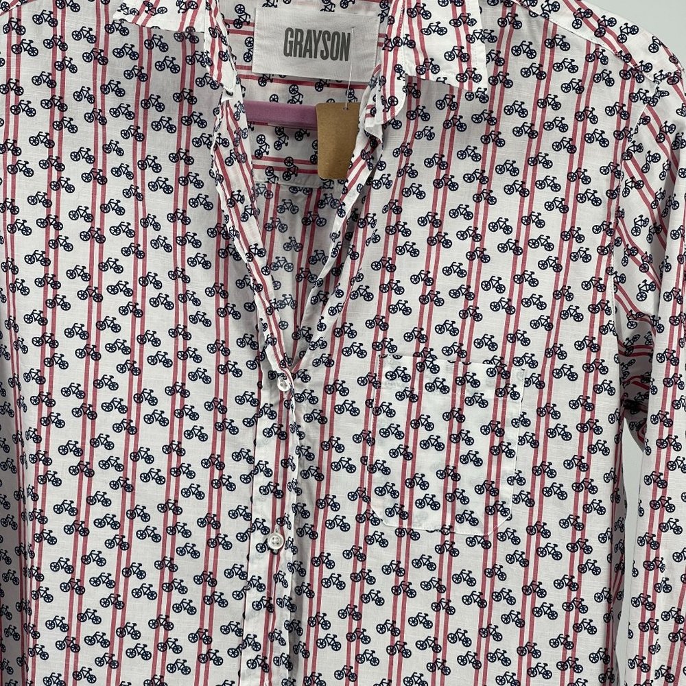 Anthropologie Grayson The Hero Victoria Bike Button Up Top Bicycles Womens 8/10 - Picture 4 of 9